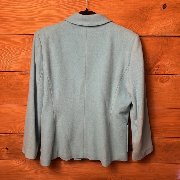 Harvé Bernard Womens Vintage Light Blue Wool Cashmere Blazer 12 Jacket Business - Picture 5 of 7